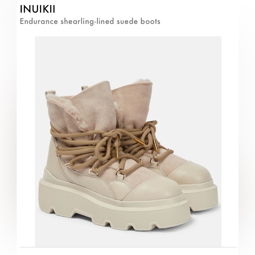 Leather, shearling
Brand new in original box
Color: Cream
Sole: shearling insole